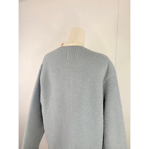 Joie Teddy Sherpa Shacket Size Medium Blue Snap Jacket Coat - Picture 6 of 8